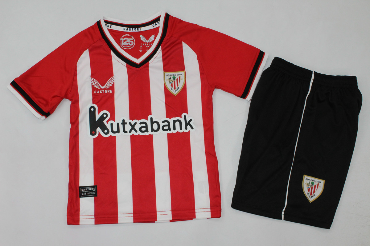 Kids-Athletic Bilbao 23/24 Home Soccer Jersey